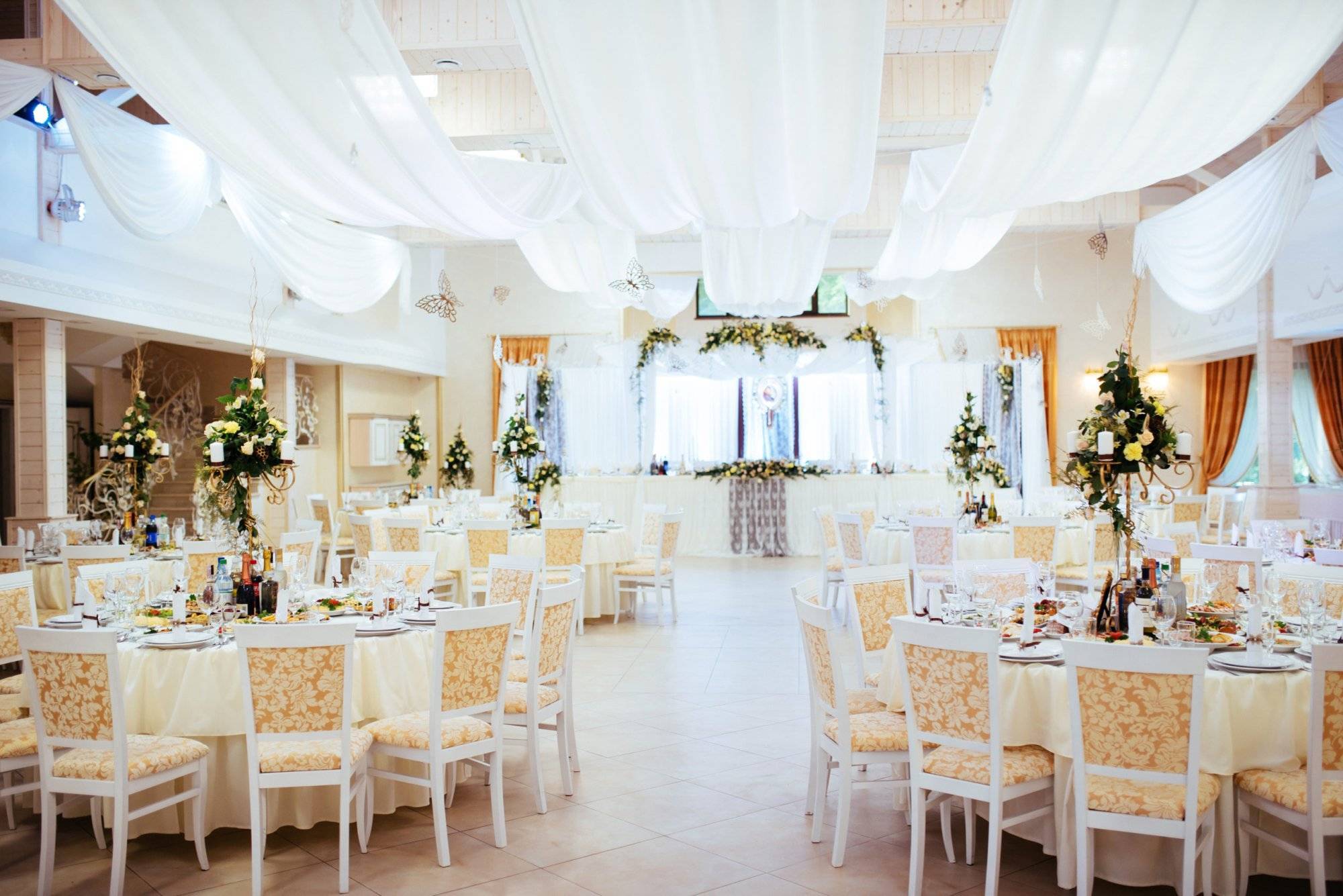 Interior of a wedding tent decoration ready for guests Interior of a wedding tent decoration ready for guests